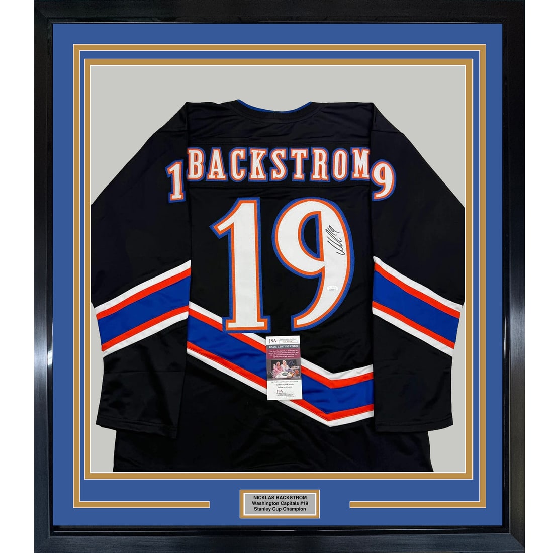 Framed Signed Nicklas Backstrom Black Retro Jersey with JSA COA 35x39: Framed Signed Nicklas Backstrom Black Retro Jersey with JSA COA 35x39 Celebrate your love for hockey with this professionally framed and matted autographed Nicklas Backstrom black retro jersey. This u