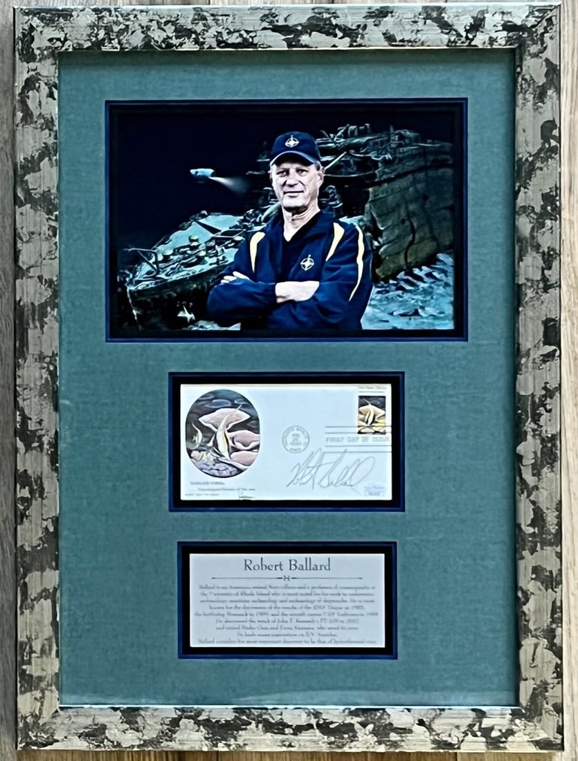 JSA authenticated Robert Ballard signed Titanic FDC framed display (1 of 5)