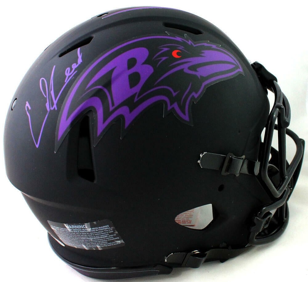 Baltimore Ravens Ed Reed signed Eclipse Speed helmet Beckett auth purple (1 of 2)