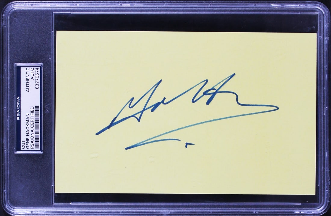 Gene Hackman Signed 5x8 Index Card Enemy Of The State PSA/DNA: Gene Hackman Signed 5x8 Index Card Enemy Of The State PSA/DNA This authentic 5x8 index card has been personally signed by Gene Hackman, renowned for his role in the film Enemy Of The State. The autogr