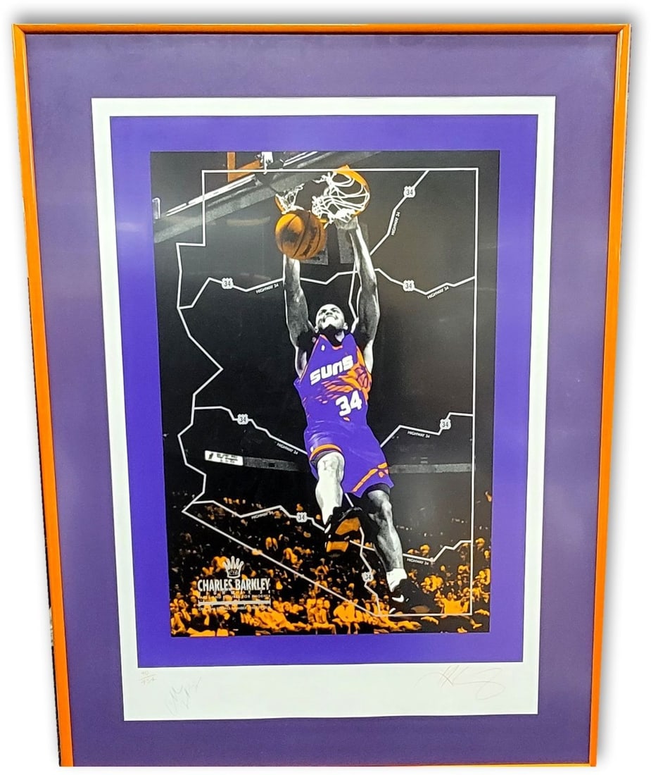 Framed Charles Barkley Autographed Phoenix Suns Lithograph JSA Authenticated (1 of 4)