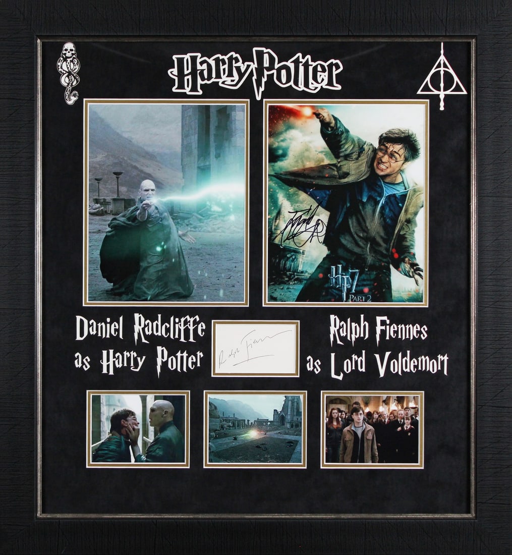 Daniel Radcliffe Ralph Fiennes Harry Potter Signed Framed Photo Beckett COA (1 of 4)