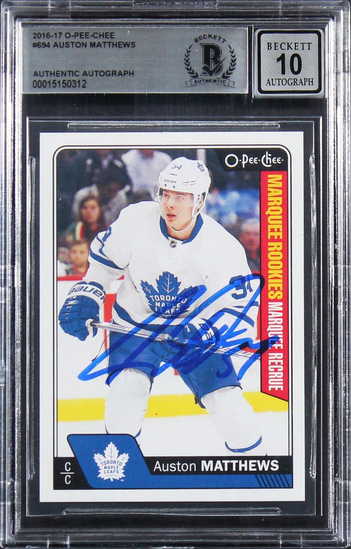 Auston Matthews 2016 O-Pee-Chee Rookie Card Signed Gem Mint 10 BAS Authenticated (1 of 2)