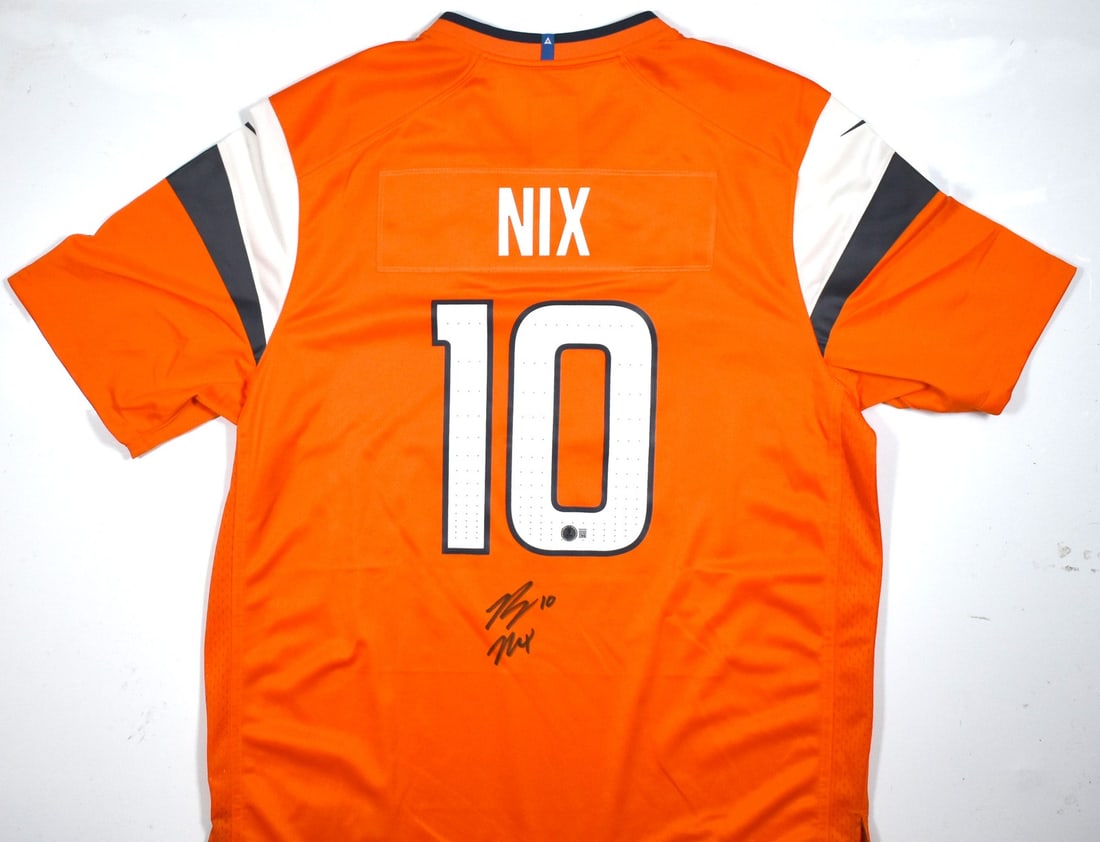 Denver Broncos Bo Nix signed Nike orange game jersey Beckett hologram (1 of 3)