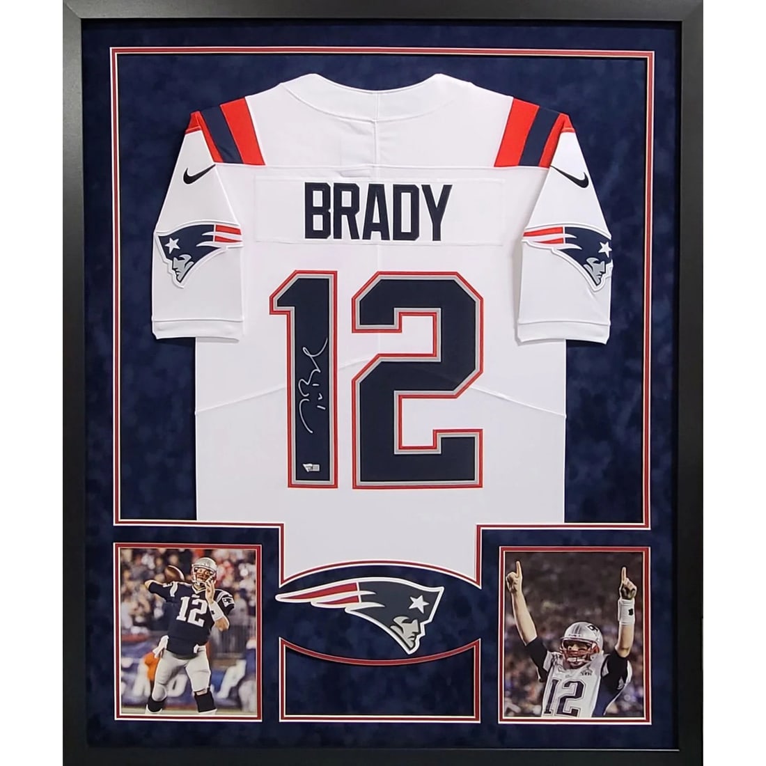 Framed New England Patriots Jersey Signed by Tom Brady with Fanatics Authentication: Framed New England Patriots Jersey Signed by Tom Brady with Fanatics Authentication This is a pre-owned Tom Brady autographed New England Patriots jersey, professionally framed and authenticated by Fa
