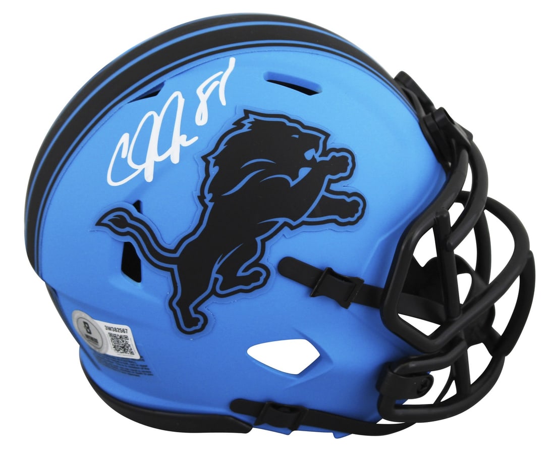 Calvin Johnson Signed Detroit Lions Rave Speed Mini Helmet BAS Authenticated (1 of 2)