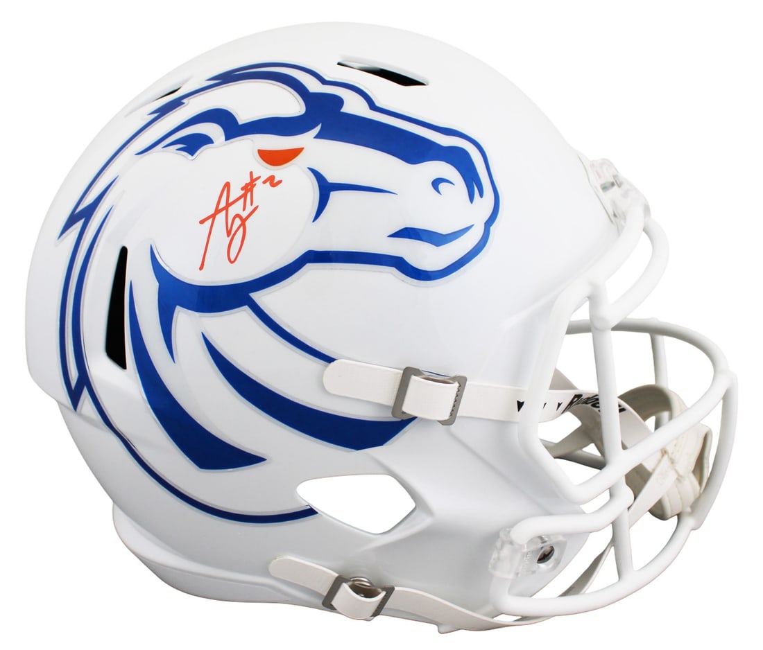 Ashton Jeanty Signed Boise State Broncos White Speed Rep Helmet BAS Witnessed (1 of 3)
