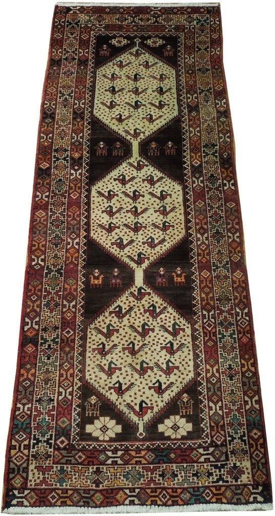 Ivory Traditional Persian Runner Rug 3'7 x 9'9 Handmade Iran (1 of 6)