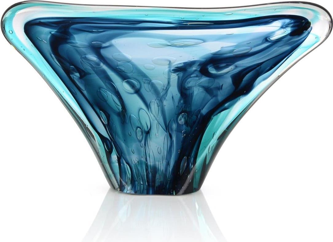 Turquoise Hand-Blown Glass Sculpture by John-Richard 13H 20W 3.5D (1 of 1)