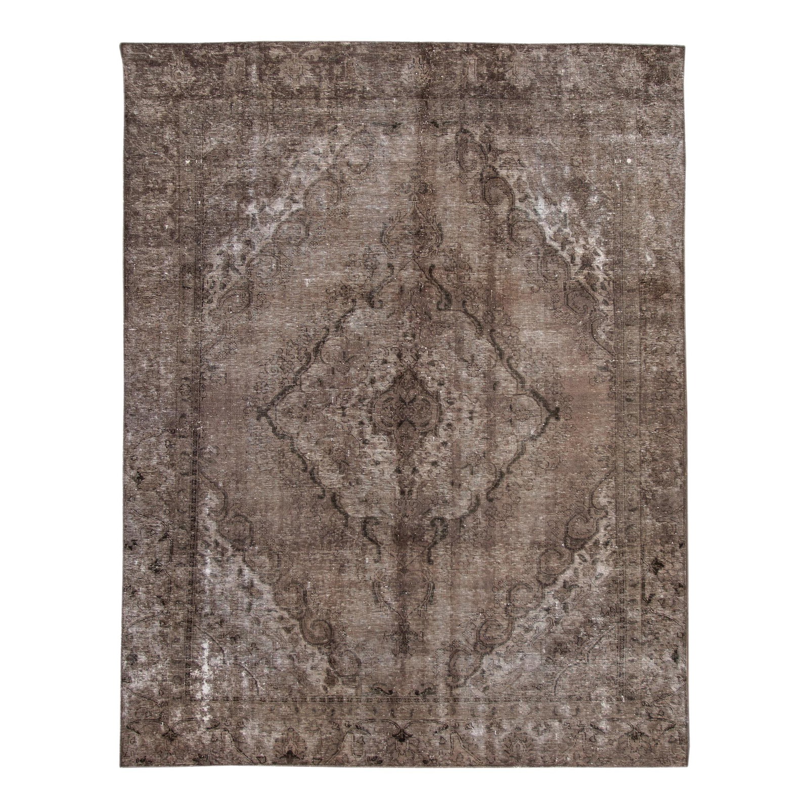Brown Vintage Medallion Handmade Wool Rug 8'6 X 11'6: Brown Vintage Medallion Handmade Wool Rug 8'6 X 11'6 This exquisite hand-knotted vintage wool rug features a rich brown field with dark brown accents and an elegant medallion design. Measuring 8'6" x 