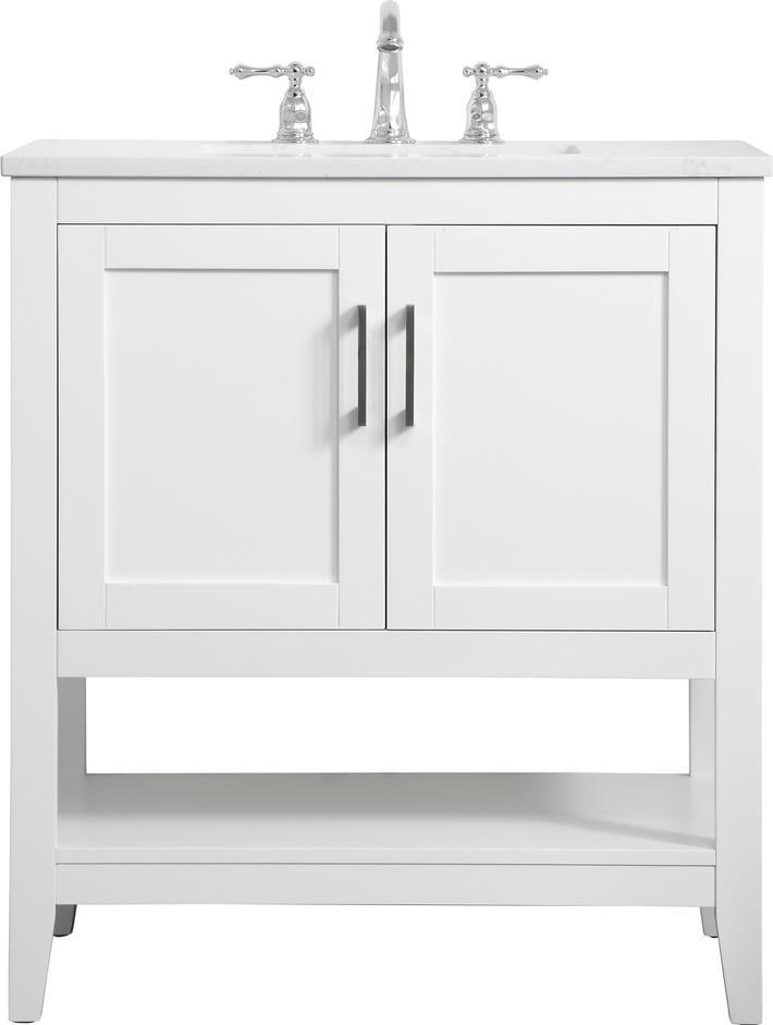 Elegant Lighting 30 Inch Traditional White Vanity with Brushed Nickel Finish: Elegant Lighting 30 Inch Traditional White Vanity with Brushed Nickel Finish This Classic 30" Traditional White Vanity combines elegance and functionality, ideal for enhancing your bathroom decor. It 