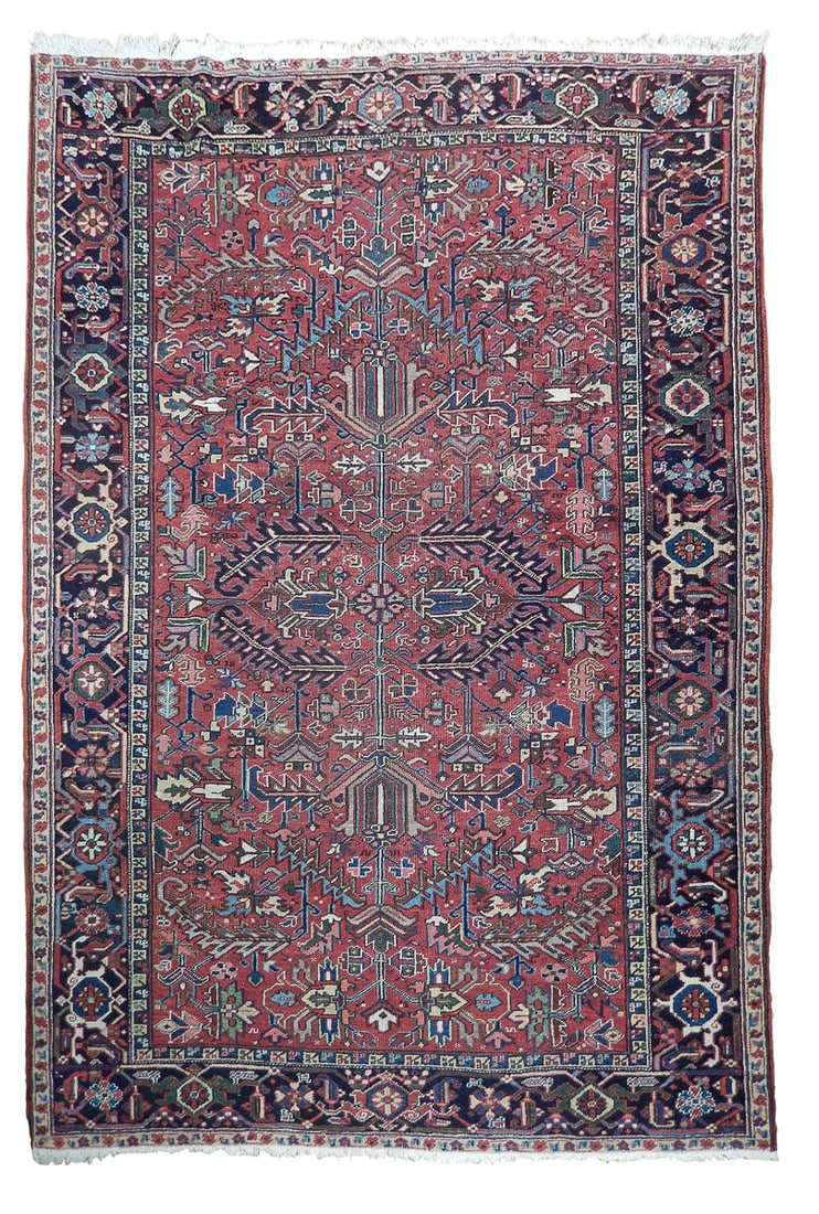 Handcrafted 7'10 x 10'3 Semi-Antique Persian Heriz Rug: Handcrafted 7'10 x 10'3 Semi-Antique Persian Heriz Rug Free continental US Shipping This exquisite semi-antique Persian Heriz rug is handcrafted by skilled artisans, showcasing traditional Persian des