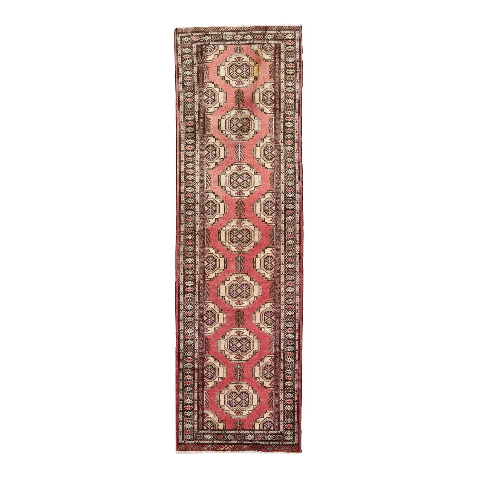 1920s Vintage Pink Hamadan Tribal Handmade Wool Runner 2'10" x 9' (1 of 7)