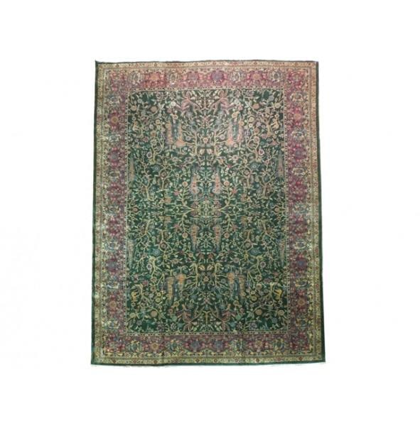 12 x 18.1 Persian Tabriz Rug Tree of Life Dark Green Handmade Wool (1 of 6)