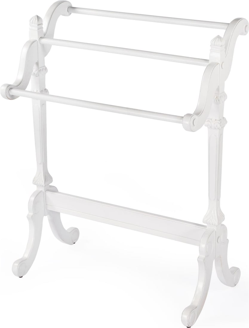 Butler Newhouse Cottage White Blanket Stand 37.25H English Traditional: Butler Newhouse Cottage White Blanket Stand 37.25H English Traditional This elegant blanket stand from the Newhouse collection offers a perfect blend of style and functionality. Crafted from resin rub