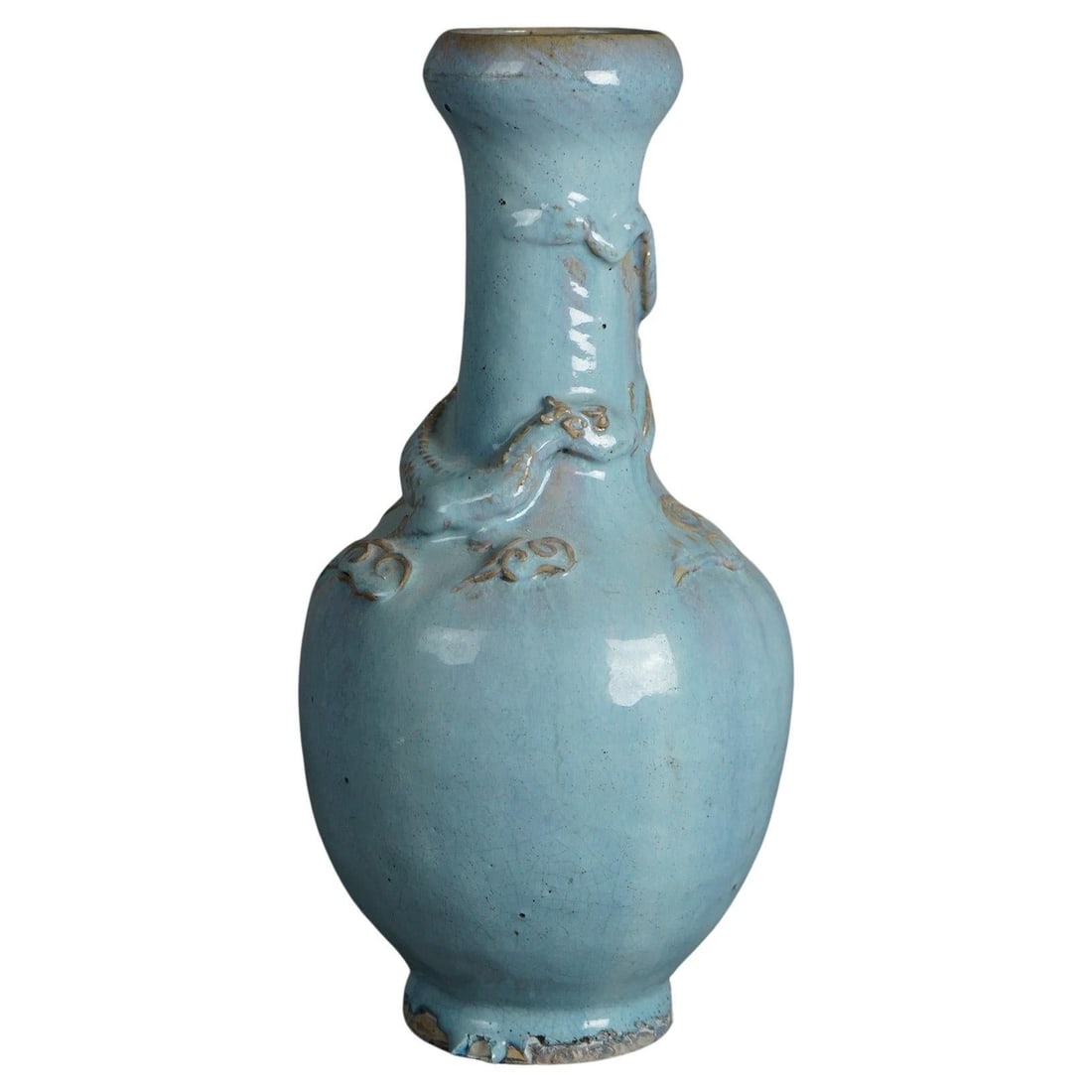C1920 Antique Chinese Dragon Figural Pottery Vase 15 Inch (1 of 8)