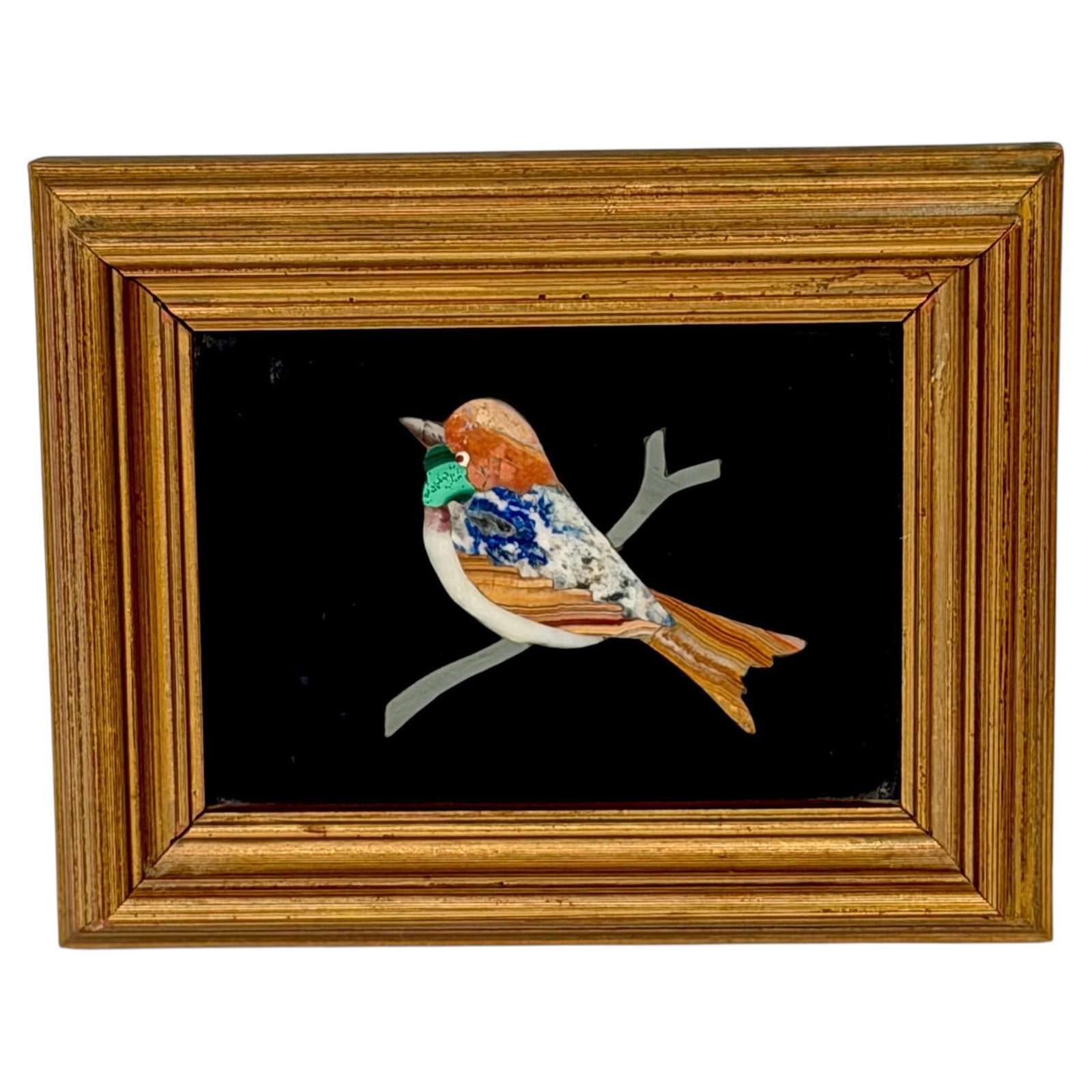 Florentine pietra dura bird plaque in giltwood frame (1 of 10)