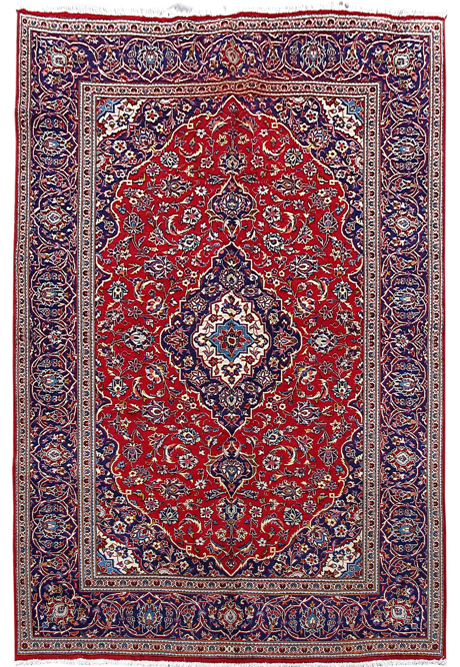 Handcrafted 6'7 x 9'10 Red Persian Kashan Rug Silk-like Pile (1 of 6)