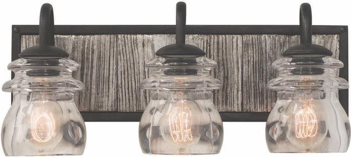 Kalco Bainbridge 3-Light Farmhouse Bath Fixture Black Iron (1 of 1)