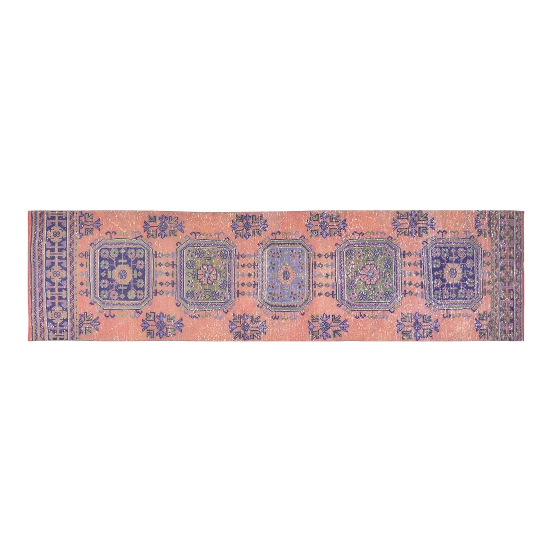 3'x11'3" Anatolian Wool Runner Hand-Knotted Vintage Turkish Rug: 3'x11'3" Anatolian Wool Runner Hand-Knotted Vintage Turkish Rug This vintage Turkish Anatolian rug is hand-knotted from wool using traditional techniques, combining enduring craftsmanship with a moder