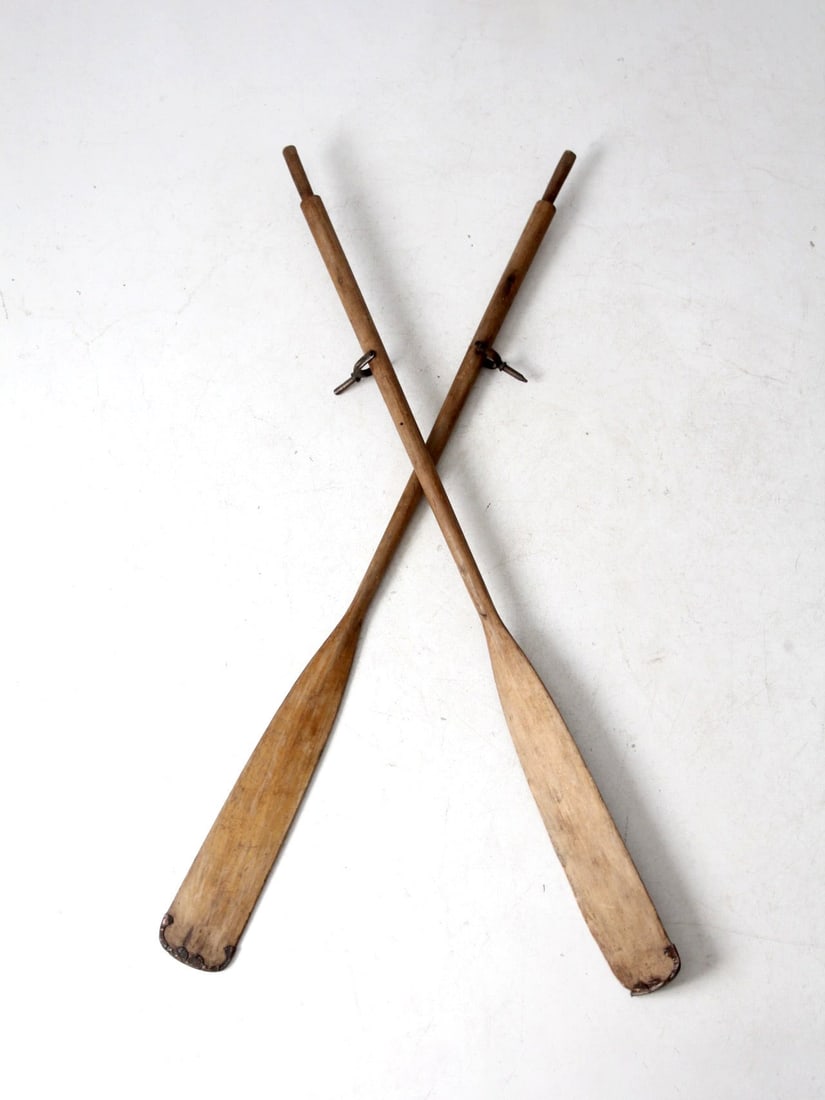 Nautical Vintage Wooden Oars Pair 66.5 inch for Rustic Decor: Nautical Vintage Wooden Oars Pair 66.5 inch for Rustic Decor Enhance your space with this pair of vintage wooden oars, perfect for adding a touch of nautical charm. Crafted from beautifully aged wood,
