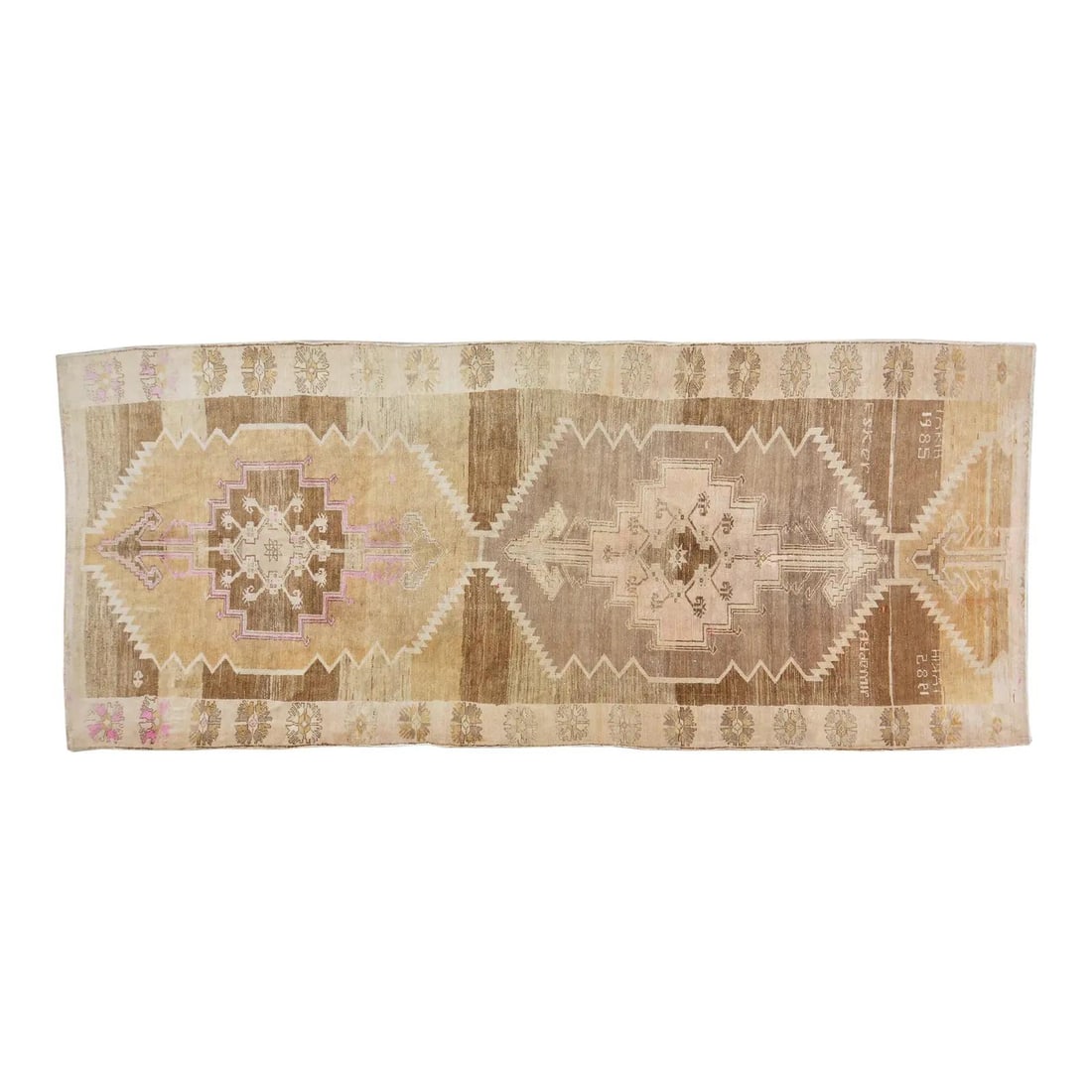 Hand-Knotted Wool Oushak Rug in Tan 5'6" x 14' Turkish Vintage: Hand-Knotted Wool Oushak Rug in Tan 5'6" x 14' Turkish Vintage This vintage Turkish Oushak rug is hand-knotted from wool, showcasing timeless craftsmanship combined with a modern design sensibility. I