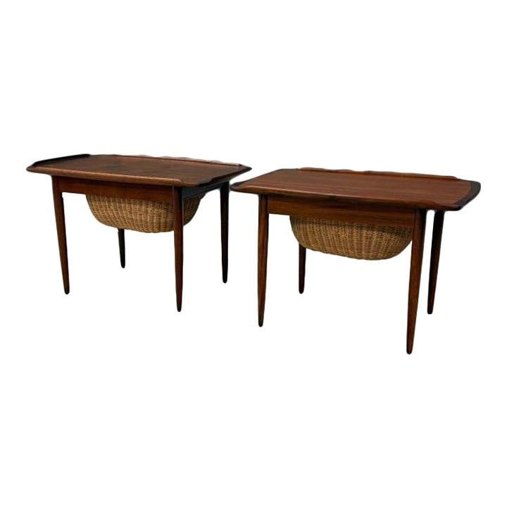 Mid-Century Modern Teak End Tables by Poul Jensen for Selig Pair: Mid-Century Modern Teak End Tables by Poul Jensen for Selig Pair Enhance your living space with this elegant pair of mid-century modern teak end tables, designed by Poul Jensen for Selig. These tables
