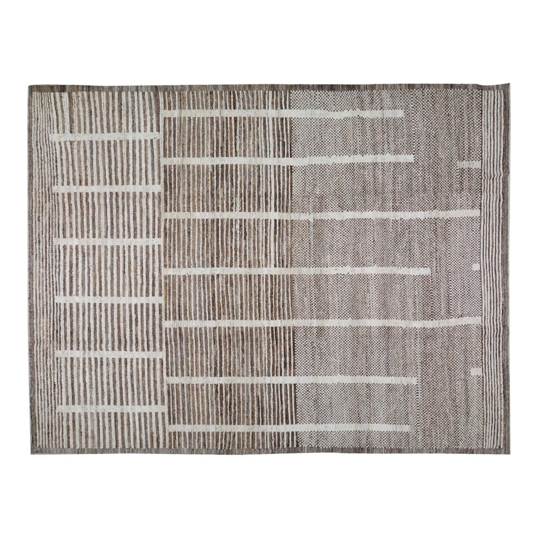Handcrafted Moroccan Wool Area Rug in Coffee 9'6" x 12'5": Handcrafted Moroccan Wool Area Rug in Coffee 9'6" x 12'5" This Moroccan hand-knotted wool rug showcases traditional craftsmanship paired with modern design sensibilities. Crafted with care, it feature