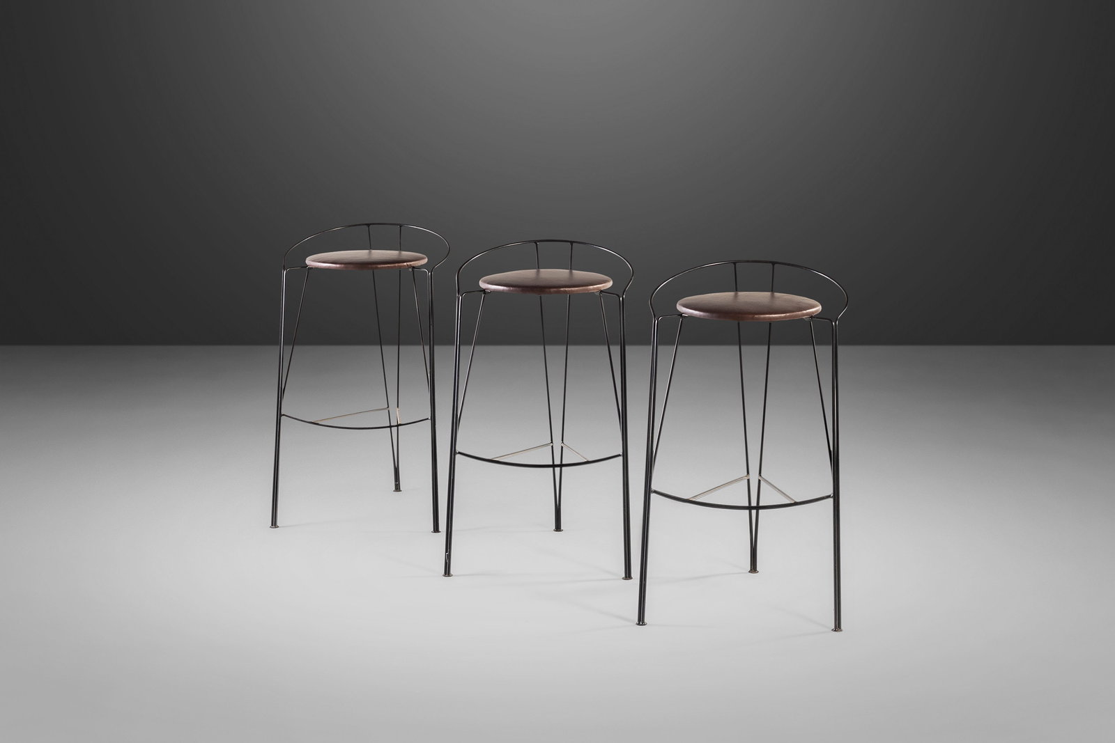 Set of 3 Pascal Mourgue Silver Moon Bar Stools with Mocha Leather (1 of 10)