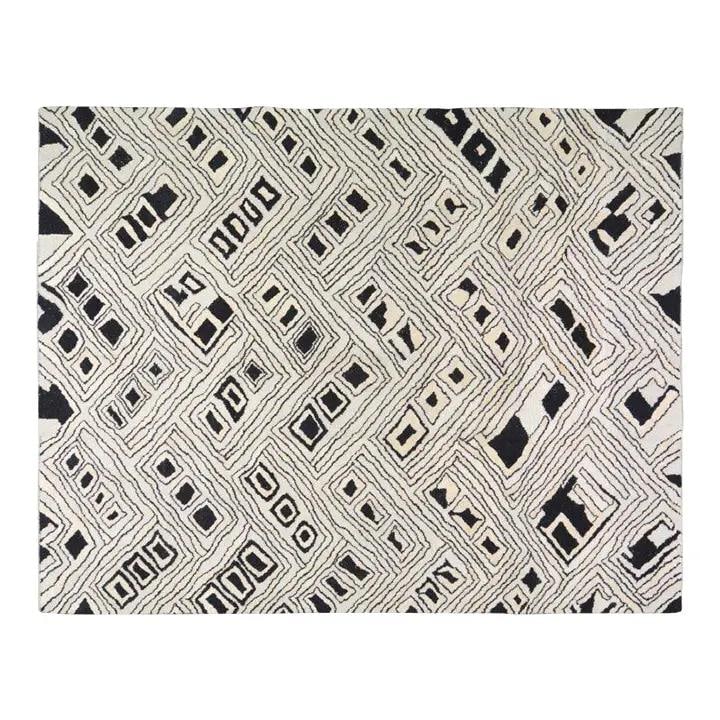 8'x10' Wool Area Rug Hand Knotted Moroccan Sheba Black: 8'x10' Wool Area Rug Hand Knotted Moroccan Sheba Black This Moroccan Sheba rug is expertly hand-knotted from wool using traditional techniques, offering a blend of timeless craftsmanship and modern de