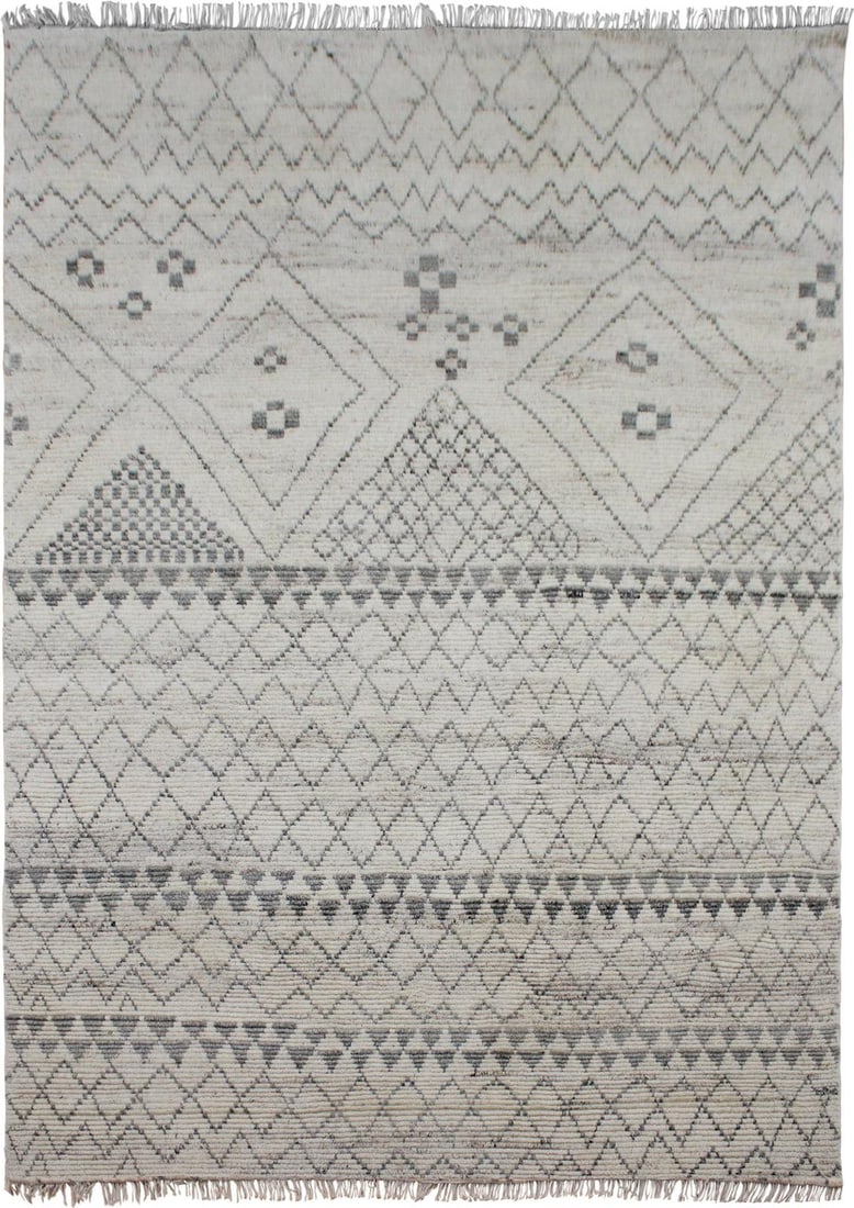 Patras Collection Ivory Gray Handwoven Wool Rug 96 x 120 (1 of 1)