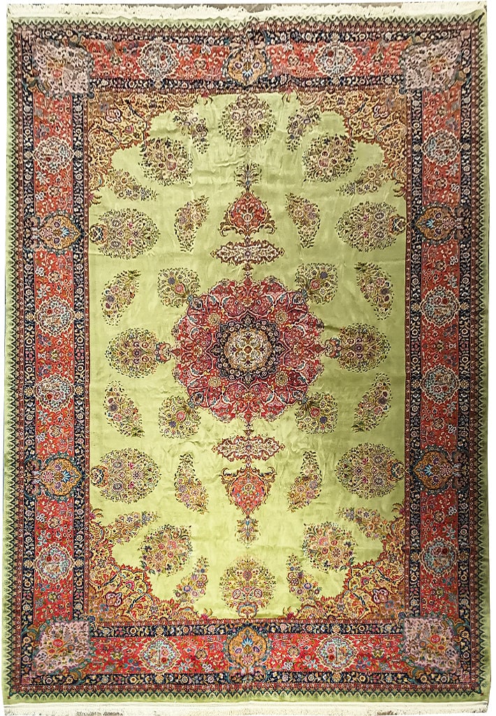 Authentic Persian Tabriz Rug 11.2 x 17.6 Hand-Knotted Wool Silk 500 KPSI: Authentic Persian Tabriz Rug 11.2 x 17.6 Hand-Knotted Wool Silk 500 KPSI Free continental US Shipping Discover the exquisite beauty of the 11.2 x 17.6 Finest Quality Iran Authentic Persian Tabriz Rug,