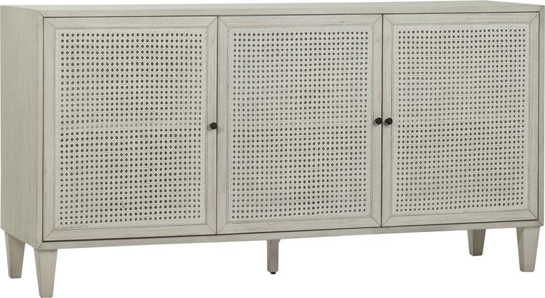 Rustic French Style Sideboard Whitewash Acacia Wood Rattan (1 of 6)