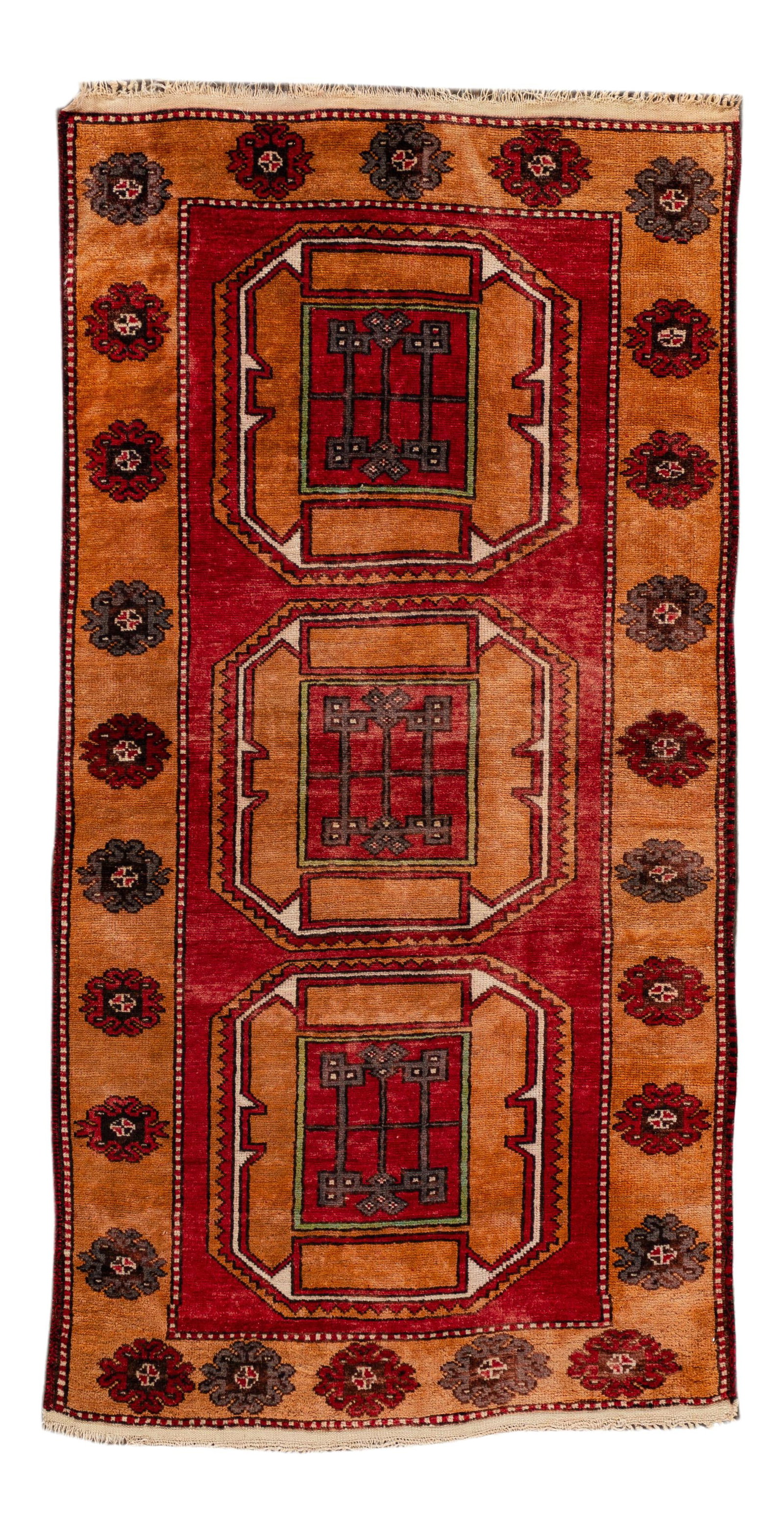 Mid 20th Century Vintage Persian Wool Rug Rust Floral Design 3'2 x 6'5 (1 of 10)