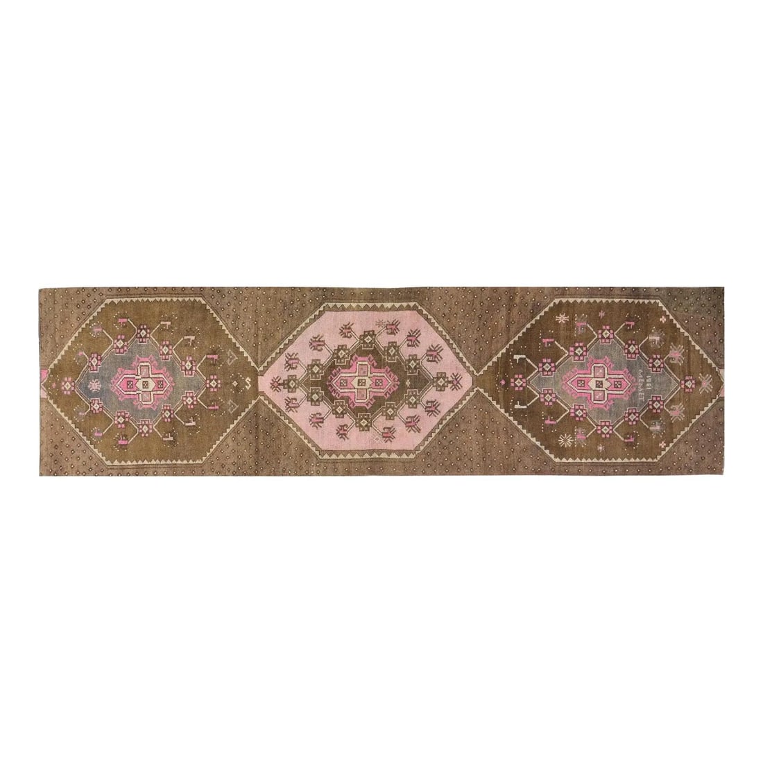 Hand-Knotted Wool Anatolian Runner Rug 3'1 x 11'9 Vintage Turkish Carpet (1 of 4)