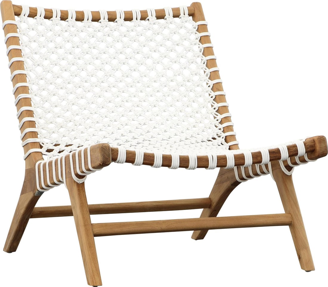 Mario Outdoor Teak Chair with All-Weather Weave Rope: Mario Outdoor Teak Chair with All-Weather Weave Rope Experience luxurious outdoor comfort with the Mario Teak Chair, designed for relaxation and style. This outdoor occasional chair features a natural