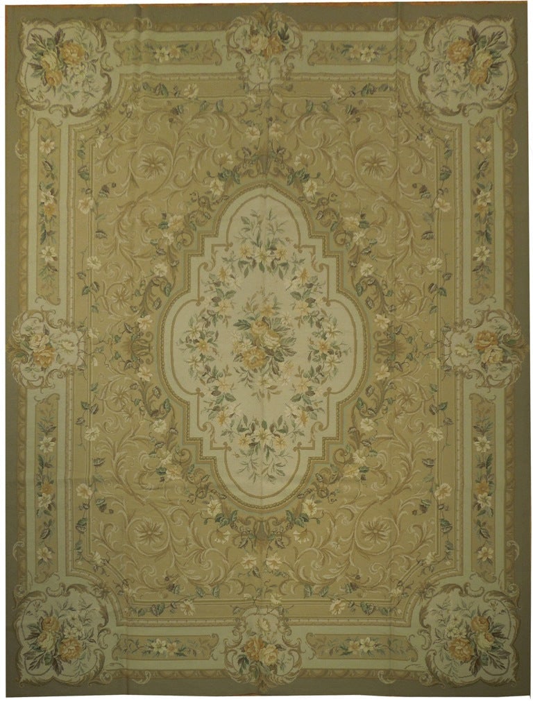 Sage Green 9 x 11.8 Handcrafted Needlepoint Area Rug (1 of 6)