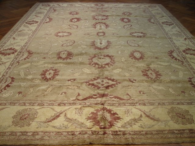 Handcrafted 9.9 x 13.9 Chobi Peshawar Rug Sage Green Premium Wool: Handcrafted 9.9 x 13.9 Chobi Peshawar Rug Sage Green Premium Wool Free continental US Shipping Transform your living space with the exquisite elegance of this hand-knotted Chobi Peshawar Rug in a sere