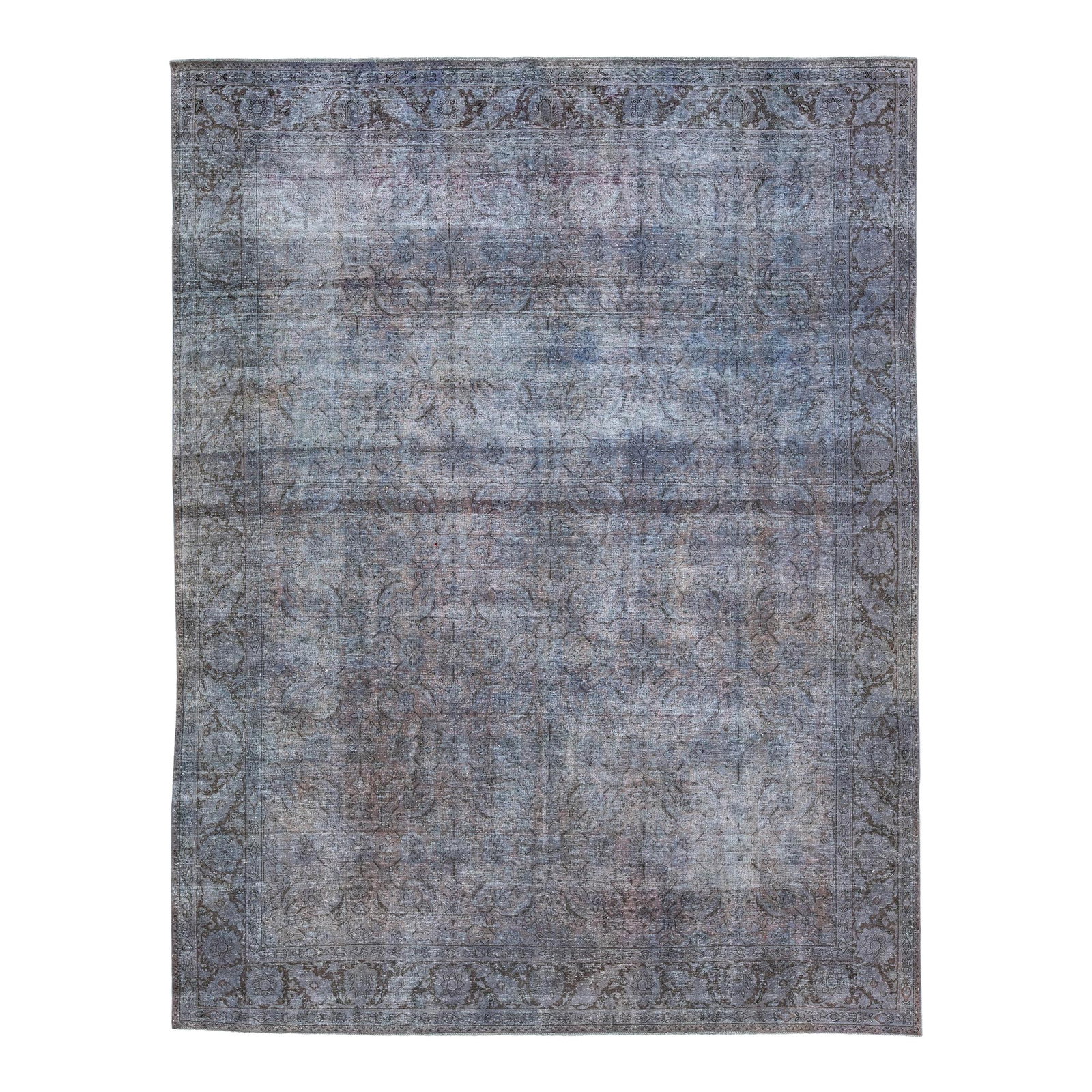 Vintage Persian Overdyed Handmade Floral Wool Rug Blue 7'9 x 10'2 (1 of 10)