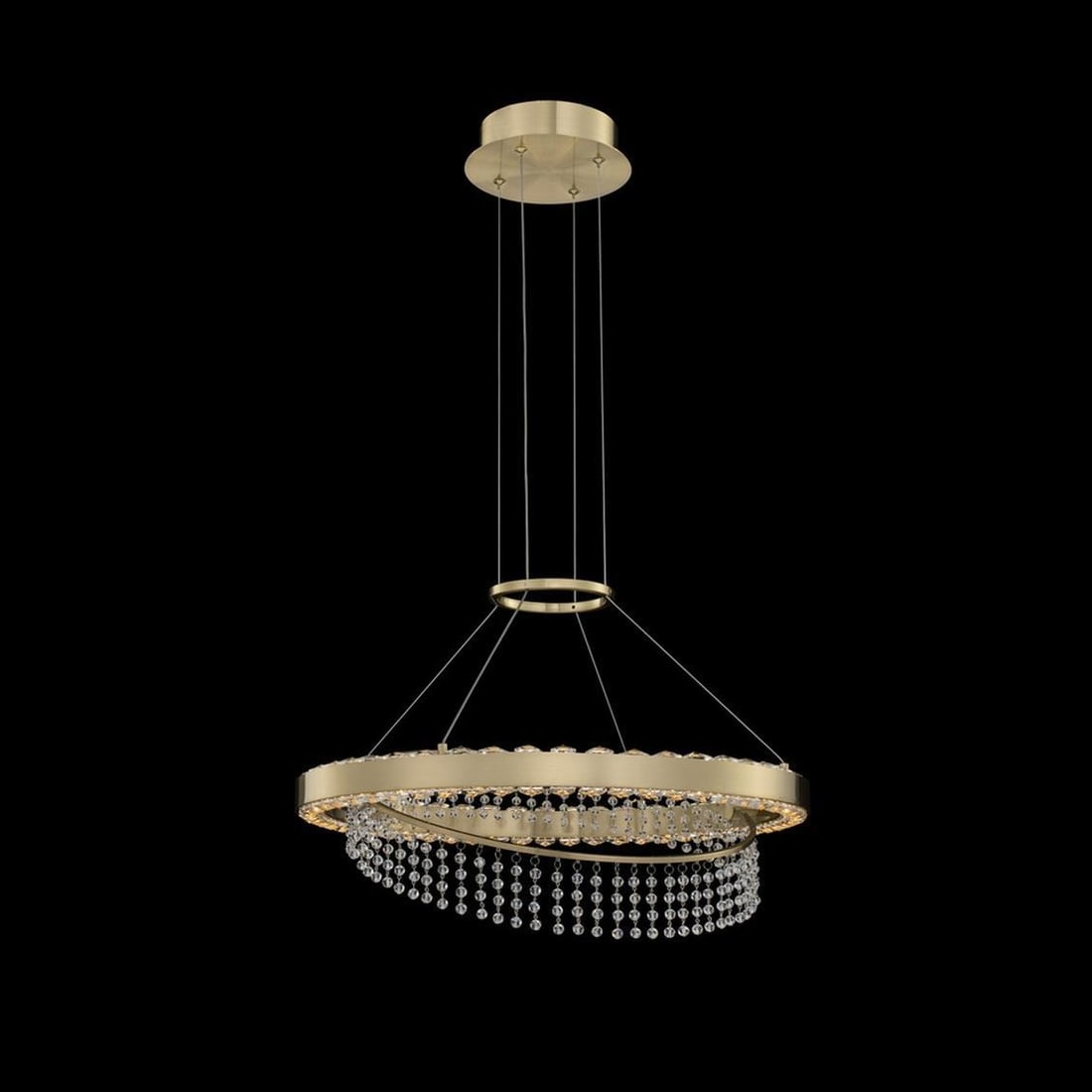 Kalco Saturno LED Pendant Light Brushed Brass Firenze Crystal (1 of 1)