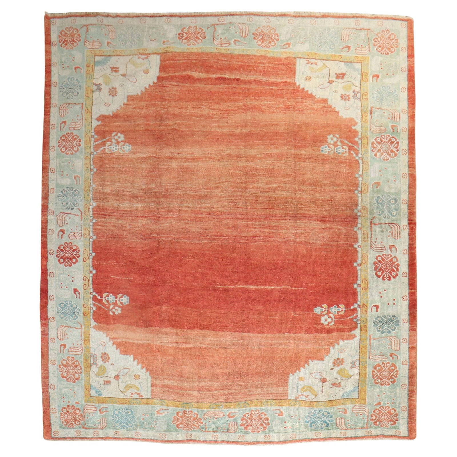Antique Turkish Oushak Hand-Woven Wool Square Rug 8'10 x 10' (1 of 10)