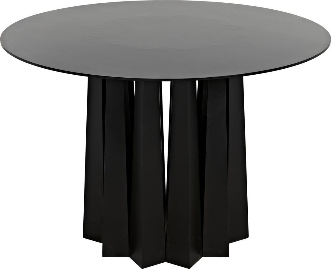 Noir Industrial Matte Black Pedestal Dining Table 30H 44W 44D: Noir Industrial Matte Black Pedestal Dining Table 30H 44W 44D Enhance your dining space with this sophisticated pedestal table featuring a striking matte black finish. Crafted from durable industrial 