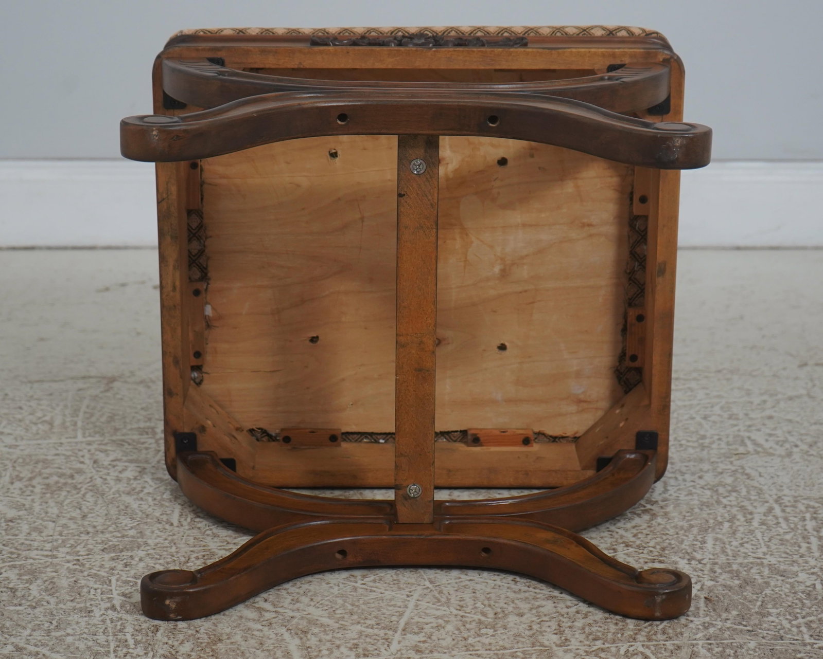 Pair Regency Walnut X Base Foot Stools - 7