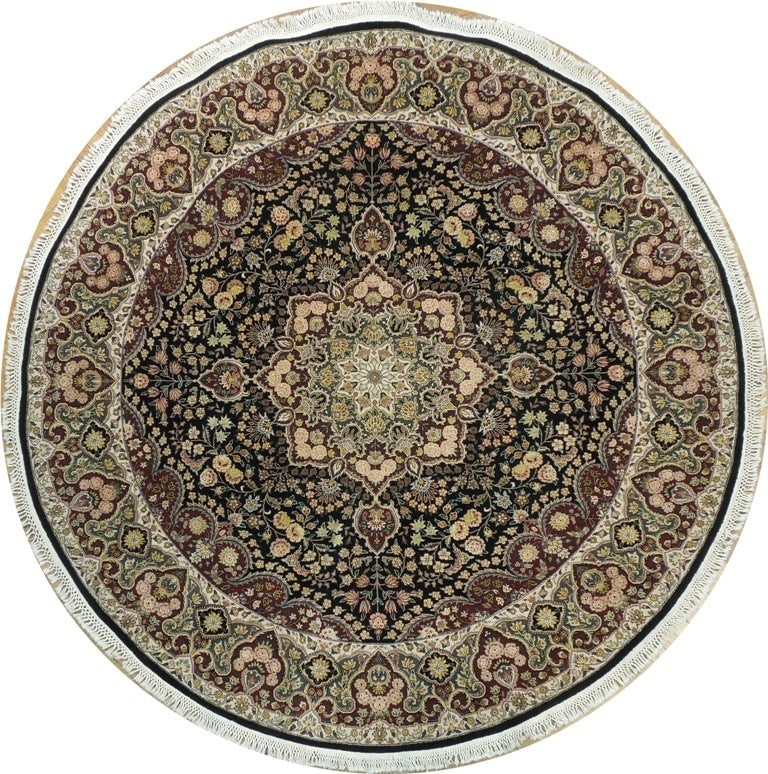 8.0 x 8.2 Feet Round Hand-knotted Wool Silk Rug (1 of 6)
