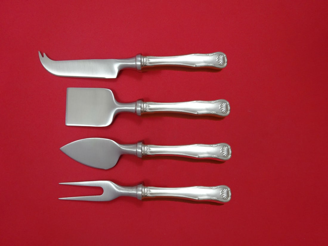 Kirk King Sterling Silver 4pc Cheese Serving Hostess Set: Kirk King Sterling Silver 4pc Cheese Serving Hostess Set Enhance your entertaining experience with this exquisite 4-piece cheese serving set from the renowned King by Kirk pattern. Crafted from