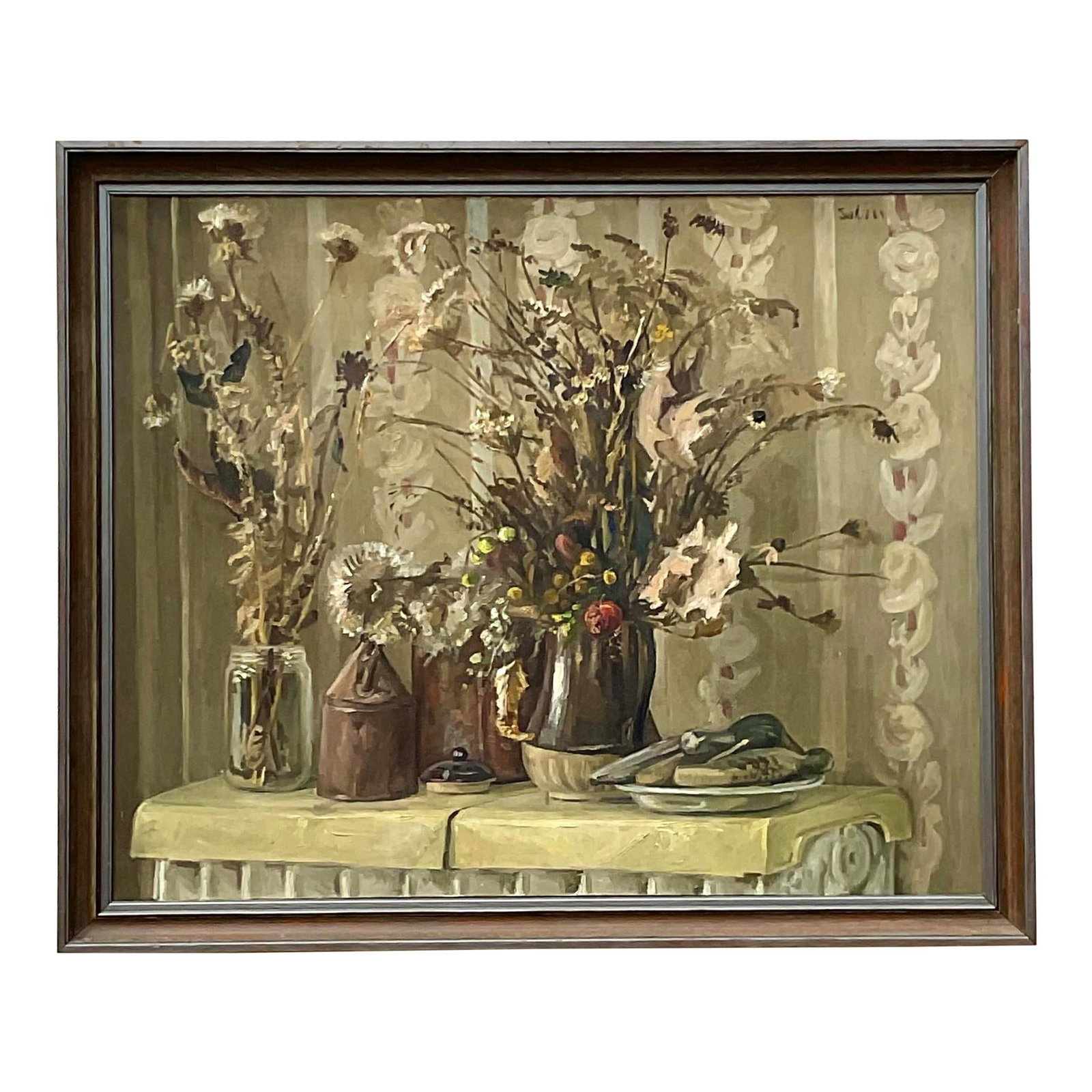 Vintage Boho Signed Impressionist Still Life Oil Painting on Canvas (1 of 9)
