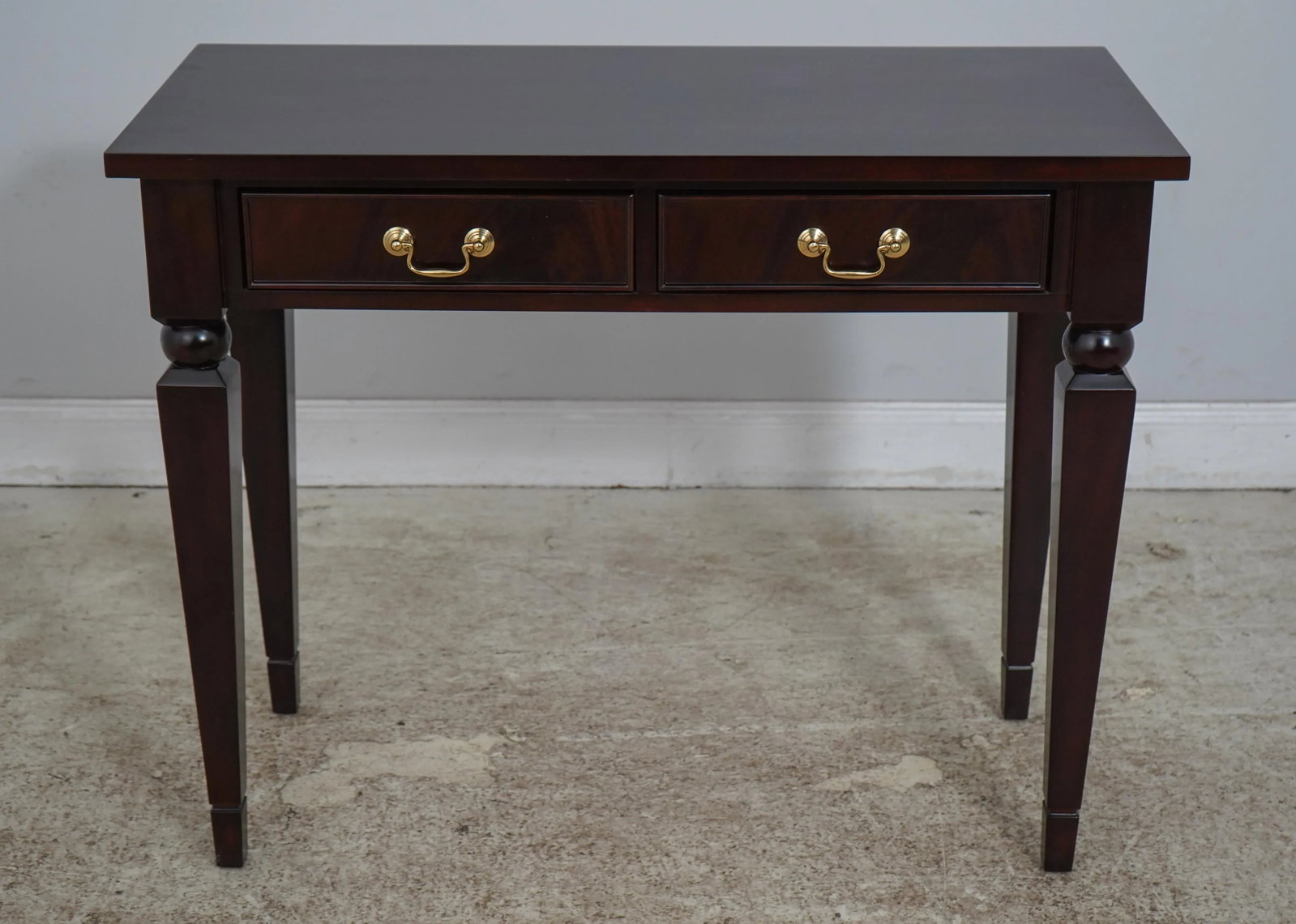 Frontgate Neoclassical 2 Drawer Mahogany Console Table with Brass Hardware - 2