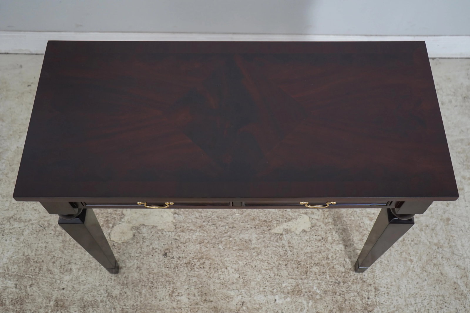 Frontgate Neoclassical 2 Drawer Mahogany Console Table with Brass Hardware - 3
