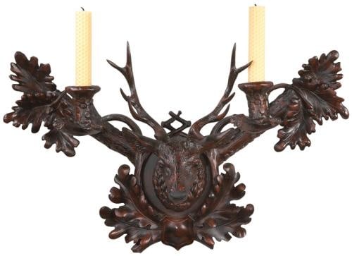 Rustic Lodge Style Stag Head Candle Sconce Decor: Rustic Lodge Style Stag Head Candle Sconce Decor This item is made at time of order. Please allow 42 to 70 days for production. Enhance your home decor with this Artful Old World Stag Candle Sconce. T