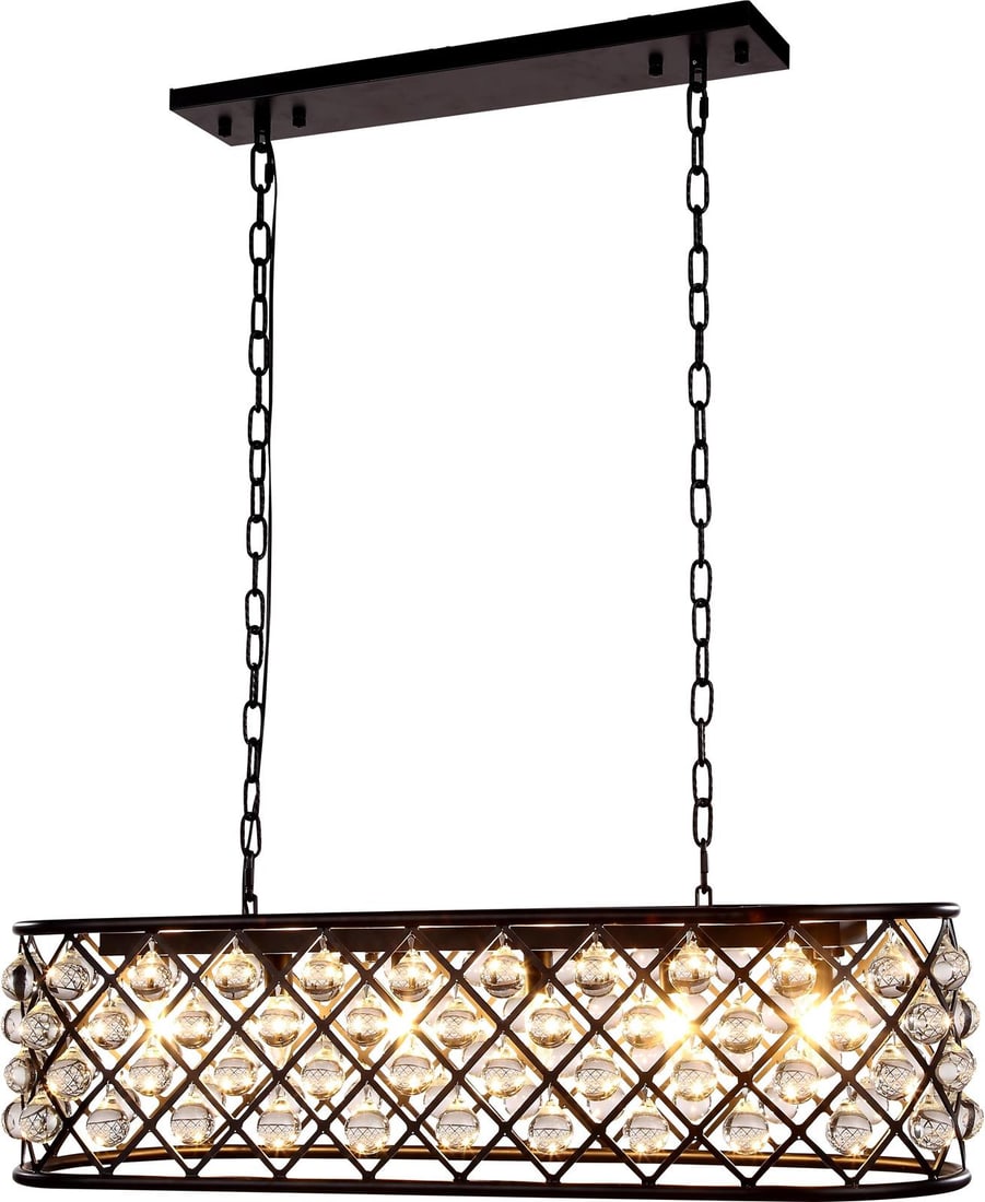 Madison Collection Pendant Light with Crystal Sphere Design: Madison Collection Pendant Light with Crystal Sphere Design Illuminate your space with this elegant pendant light featuring a stunning crystal sphere design. Crafted from forged iron and adorned with 